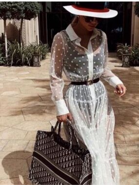 Zara Long Polka Dot Tulle Dress Size XL